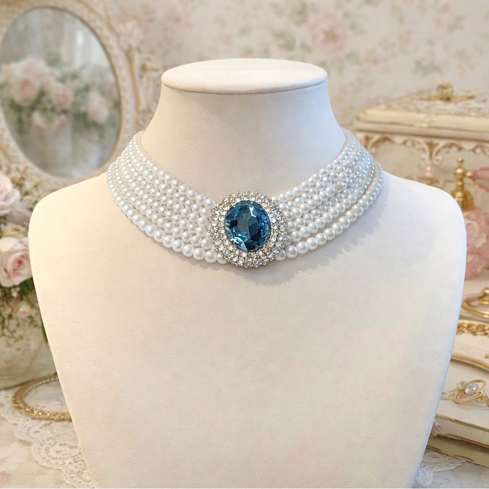 Vintage Faux Pearl & Stone “Princess Diana” Inspired Necklace